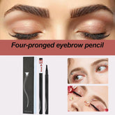 3D Microblading Eyebrow Tattoo Pencil 4 Fork Tip, 2024 New Waterproof Eyebrow Pen, Natural Long-Lasting Fine Stroke Microblading Eyebrow Pencil for Women and Gril (Brown)